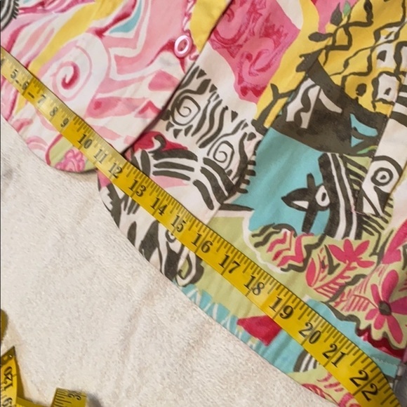 Erin London jacket button down multicolor long sleeve pockets stretchy Sz large - Picture 4 of 10